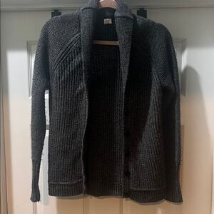 J. Crew Charcoal Button-Up Wool Ribbed Cardigan